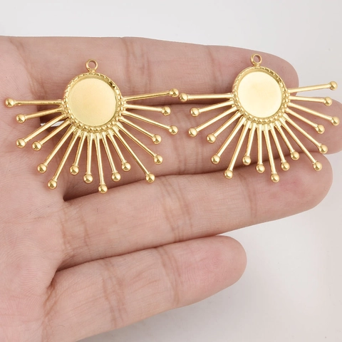 304 Stainless Steel Sunburst Bezel Pendant Tray For DIY Jewelry Making Radiating Design Handmade Necklace Bracelet Crafts
