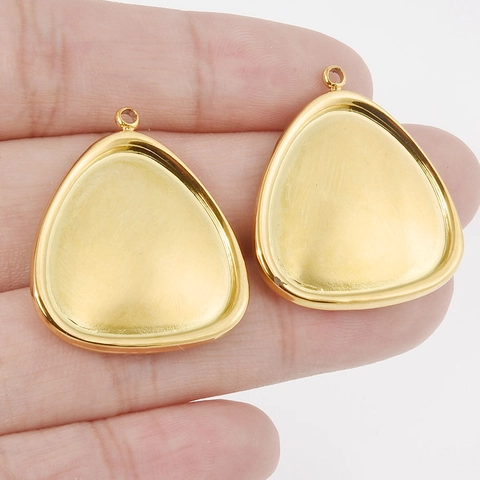 304 Stainless Steel Teardrop Pendant Tray Bezel Base For DIY Jewelry Making Handmade Necklace Keychain Accessories