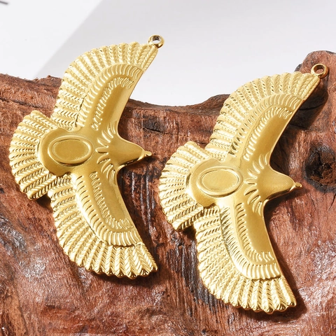 Minimalist 304 Stainless Steel Bird Eagle Swallow Pendant 18K Gold Plated 3D Wing Charm DIY Jewelry Necklace Accessories