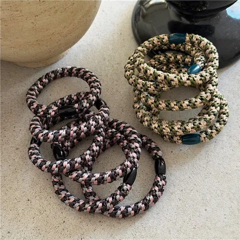 Korean Style Braided Fabric Elastic Hair Ties Colorful Handmade Ponytail Holders Basic Hair Scrunchies Women Accessories
