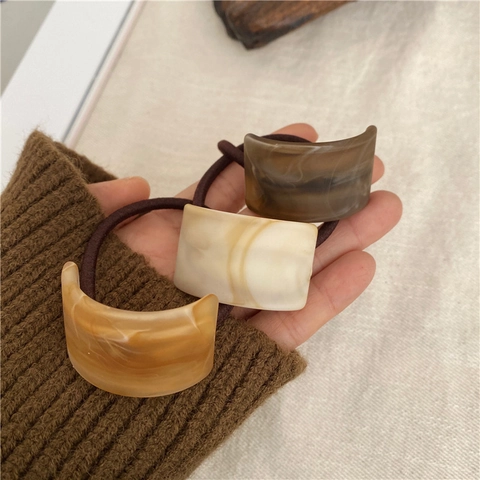 Vintage Marmerpatroon Hars Scrunchies Geometrische Haarelastiekjes Voor Vrouwen Mode Koreaanse Stijl Hoog Elastische Haartouw Accessoires