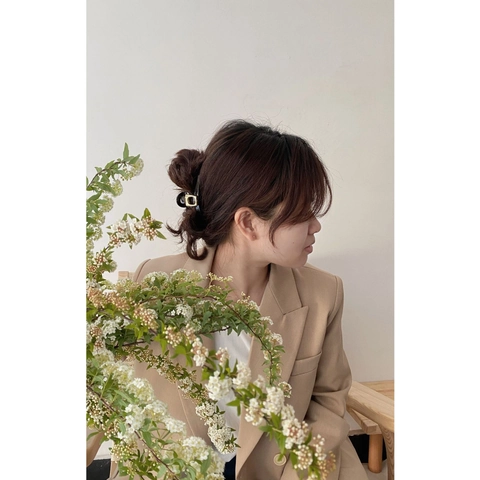 Pinza para el Cabello Grande Cuadrada Coreana Minimalista Color Sólido Carey Resina Accesorios para el Cabello Mujer Herramienta de Peinado