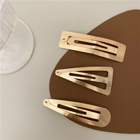 Fermagli per Capelli Geometrici in Lega Spazzolata Minimalista Vintage Opaco Oro Argento Goccia Quadrato Clip per Donna