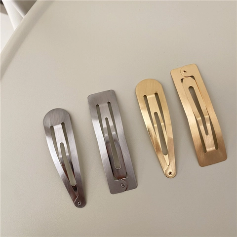 Fermagli per Capelli Geometrici in Lega Spazzolata Minimalista Vintage Opaco Oro Argento Goccia Quadrato Clip per Donna
