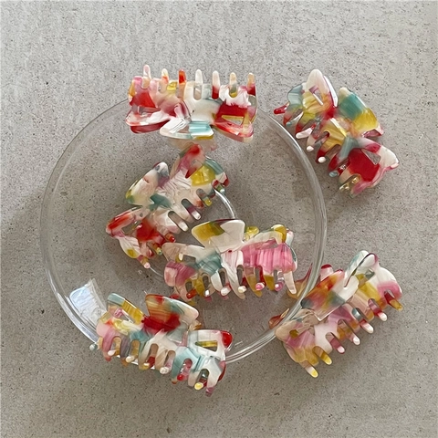 Acetate Marble Pattern Hair Claw Clip For Women Korean Style Butterfly Shape Sweet Colorful Hair Clamp Accessories