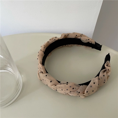 Koreanischer Stil Organza Punktmuster Geflochtener Haarreif Vintage Netz Breites Stirnband Für Damen Elegant Süß Haarschmuck