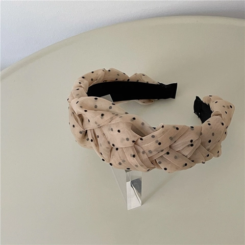 Koreanischer Stil Organza Punktmuster Geflochtener Haarreif Vintage Netz Breites Stirnband Für Damen Elegant Süß Haarschmuck