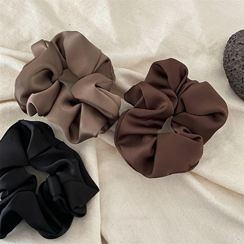 Elegante Satin Plissiert Haargummi Große Scrunchies Minimalistische Stoff Elastische Haarbänder Für Damen Täglich Haar Accessoires