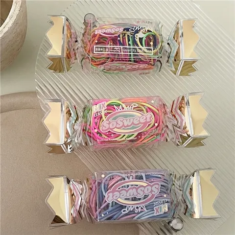Elastici per Capelli in Nylon per Bambini Ragazze Simpatici a Forma di Caramella Confezione Colorata Fascia per Capelli Set Quotidiano