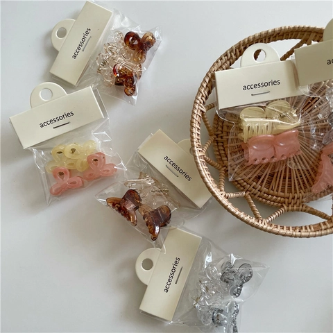 Set di Mini Mollette per Capelli in Colore Gelatina Stile Coreano per Donne Ragazze in Plastica Trasparente Fiocco Fiore Geometrico Piccoli Fermagli Accessori
