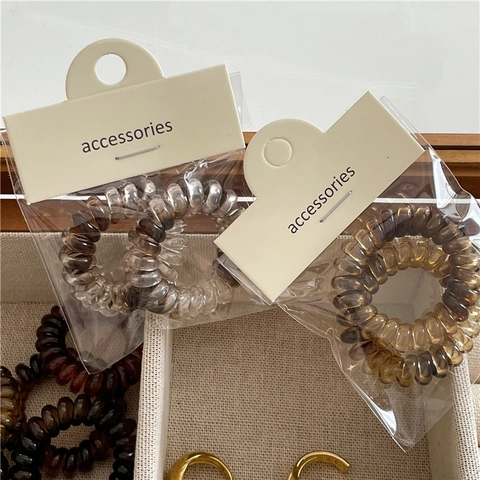 Vintage Leopardata Elastici per Capelli Cavo del Telefono Resina Spirale Elastici per Donne Pendolarismo Accessori per Capelli Set