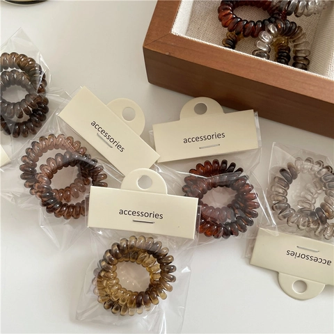 Vintage Leopardata Elastici per Capelli Cavo del Telefono Resina Spirale Elastici per Donne Pendolarismo Accessori per Capelli Set