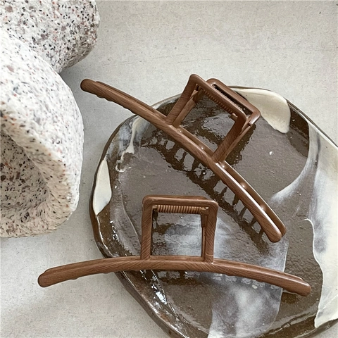 Pinza a Molla in Lega Vintage Grana del Legno Scuro Texture Laccata Accessori per Capelli Geometrici da Donna Pendolari