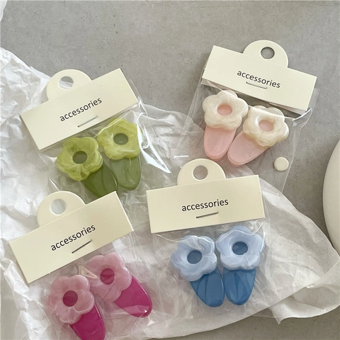 Cute Flower Hair Clips Candy Color Resin Duckbill Clips Sweet Floral Hair Pins Hair Accessories For Girls Children Women