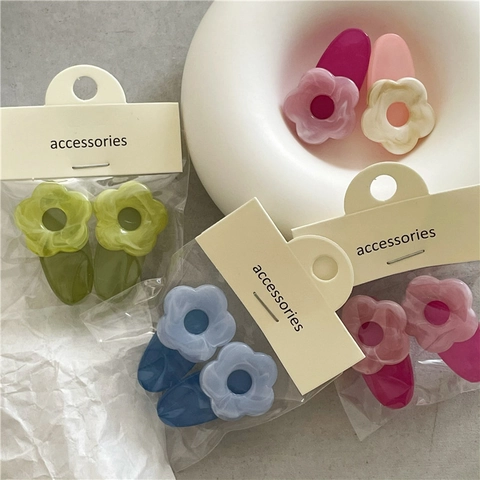 Cute Flower Hair Clips Candy Color Resin Duckbill Clips Sweet Floral Hair Pins Hair Accessories For Girls Children Women