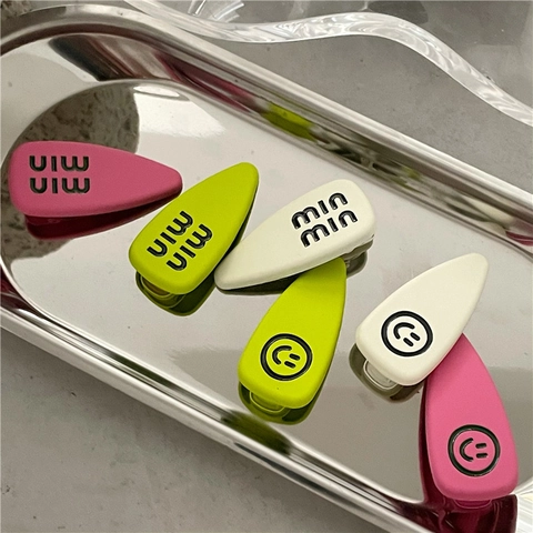 Bunte Matte Legierung Haarspange Cartoon Buchstabe Lächelndes Gesicht Wassertropfen Entenschnabel-Clip Mode Koreanische Ins Stil Damen Haarnadel