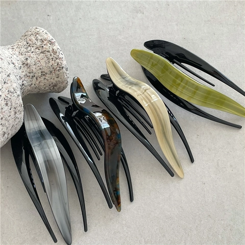 Elegante Pinza per Capelli Grande in Acetato per Donna Motivo Geometrico Marmo Design Aerodinamico Accessori per Capelli