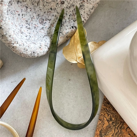 Minimalist Acetate Hair Stick For Women U-Shaped Geometric Marble Pattern Hair Fork Elegant Chignon Bun Hair Styling Accessories