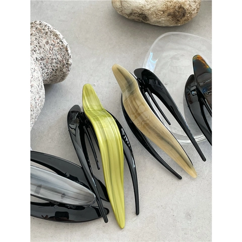 Elegante Pinza per Capelli Grande in Acetato per Donna Motivo Geometrico Marmo Design Aerodinamico Accessori per Capelli