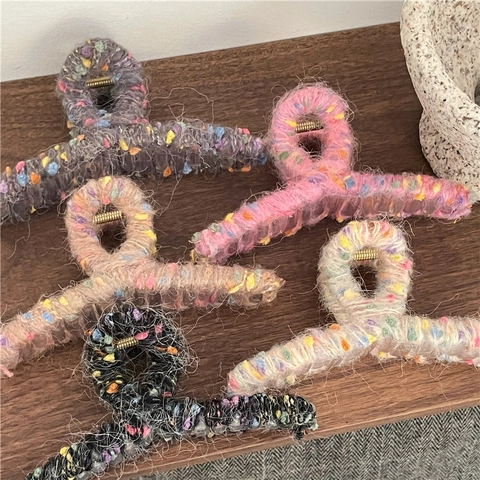 Molla Per Capelli Avvolta In Filato Grande Colorata Picchiettata Clip Per Capelli Per Donna Moda Autunno Inverno