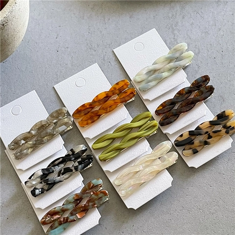 Elegant Acetate Twisted Hair Clips For Women Girls Marble Tortoiseshell Pattern Bangs Duckbill Clips Romantic Hair Accessories