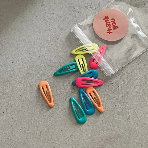 Colorful Creamy Snap Hair Clips Metal Rhinestone BB Clips Cute Waterdrop Square Heart Shape Hair Accessories For Kids Girls