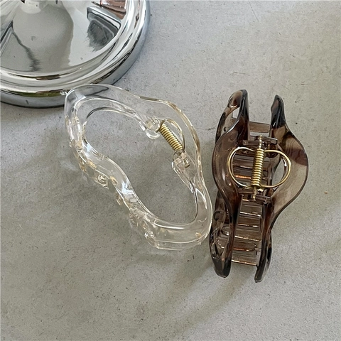 Elegante Molletta per Capelli Cava a Onde Irregolari per Donna Plastica Resistente Opaca Lucida Leopardata Accessori