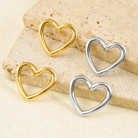 Colgante de Corazón de Acero Inoxidable 304 Estilo Francés Accesorio de Joyería DIY para Collar Pulsera Oro Plata