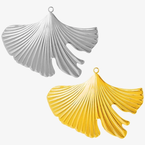Nature Style 304 Stainless Steel Ginkgo Leaf Pendant For DIY Jewelry Necklace Bracelet Making Gold Silver Vacuum Plated