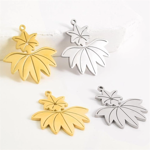 304 Edelstahl Ahornblatt Anhänger Hohles Design DIY Schmuck Zubehör Für Halskette Minimalistisch Gold Silber Plattiert Anhänger
