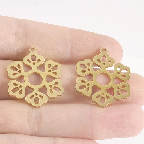 Pendentif Flocon de Neige en Acier Inoxydable 304 Accessoires Bijoux DIY Pour Collier Bracelet Mode Femme Charme