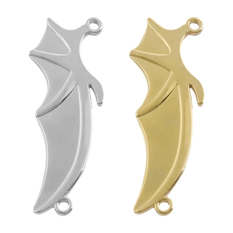 304 Stainless Steel Bat Wing Pendant Connector Gothic Punk Wings 18K Gold Plated DIY Necklace Bracelet Jewelry Findings