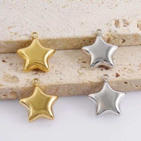 304 Edelstahl Stern Anhänger 18K Vergoldet Minimalistisch Pentagramm Charm Für DIY Schmuckherstellung Zubehör Hochglanzpoliertes Metall Stern Accessoire