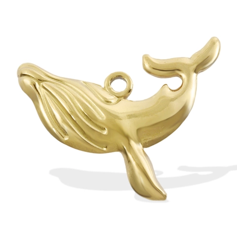 Pendentif Baleine en Acier Inoxydable Seul (Sans Chaîne) Série Océan Animal Charm DIY Bijoux Or Argent Accessoire
