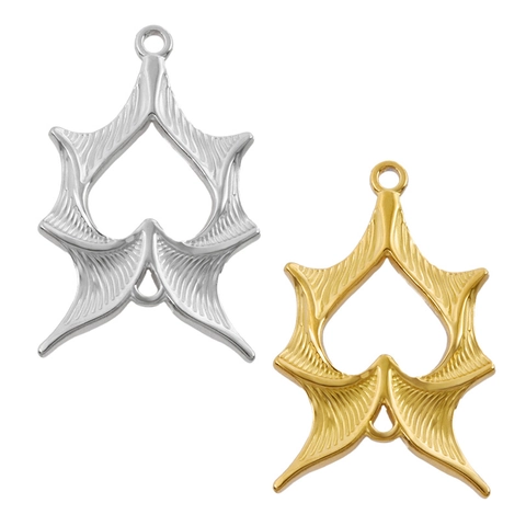 304 Stainless Steel Bat Wings Heart Pendant Retro Gothic Demon Wing Hollow Charm DIY Jewelry Accessory For Halloween Party