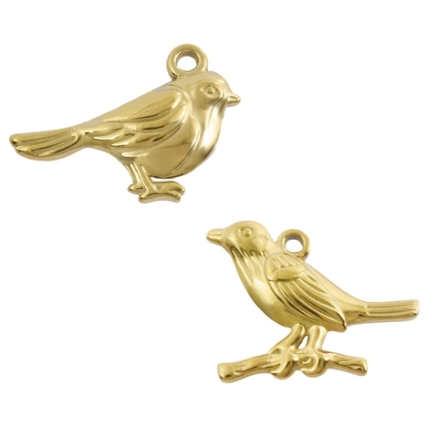 304 Roestvrij Stalen Vogel Hanger 18K Vergulde Vogel Charm Voor Ketting Armband Maken DIY Sieraden Accessoires Voor Dames Heren