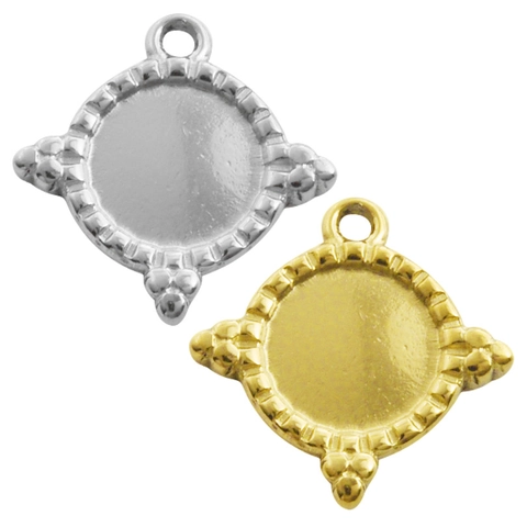 304 Stainless Steel French Vintage Round Rhombus Pendant For DIY Necklace Bracelet Making Women Fashion Jewelry Craft Accessories