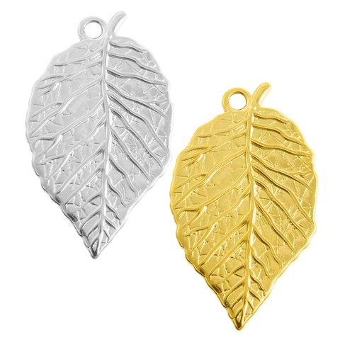 304 Stainless Steel Leaf Pendant Only Gold Silver Tone Nature Inspired Plant Charm For DIY Necklace Jewelry Making Accessory