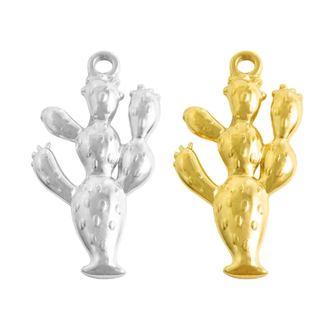 Colgante De Planta De Cactus De Acero Inoxidable 304 Para Fabricación De Joyas Accesorios De Bricolaje Colgante De Metal Sin Cadena