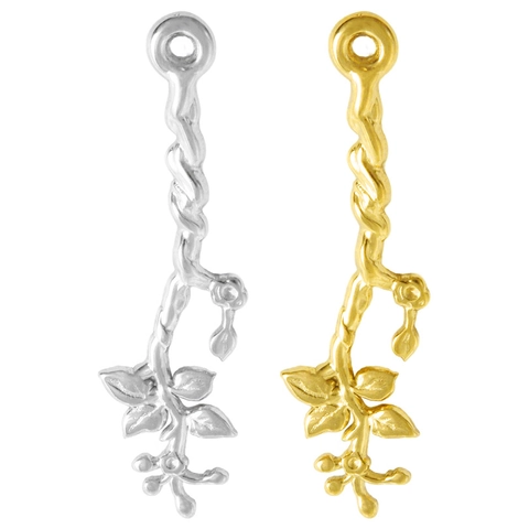 304 Edelstahl Blumen Zweig Blatt Anhänger 18K Vergoldet DIY Schmuckherstellung Charms Für Halskette Armband Damen Zubehör