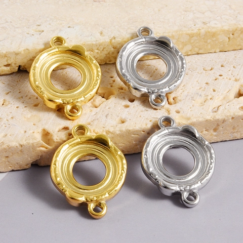 304 Stainless Steel Round Double Loop Pendant Connector For Necklace Bracelet Making DIY Jewelry Accessories 18K Gold Plated