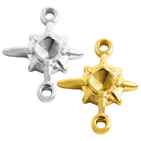 Conector de Colgante de Estrella de Cuatro Puntas de Acero Inoxidable 304 para Creación de Joyas DIY Pulsera Collar Oro Plata