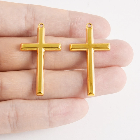 Colgante de Cruz de Acero Inoxidable 304 Joyería DIY Oro Plata Pulido Minimalista Religioso Colgante Solo Sin Cadena