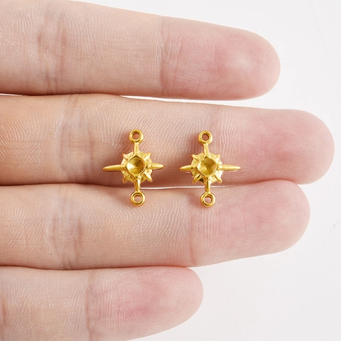 Conector de Colgante de Estrella de Cuatro Puntas de Acero Inoxidable 304 para Creación de Joyas DIY Pulsera Collar Oro Plata