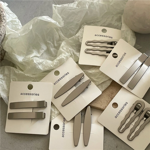 Fermagli per Capelli Geometrici in Metallo Opaco Minimalista per Donna Ragazza Fermagli a Becco d'Anatra a Forma di Foglia