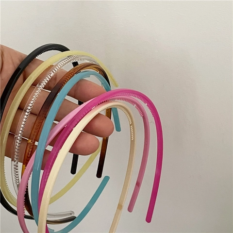 Minimalist Thin Plastic Resin Headband With Non-Slip Teeth Colorful Fashion Hair Hoop For Women Girls Daily Styling Hair Accessories