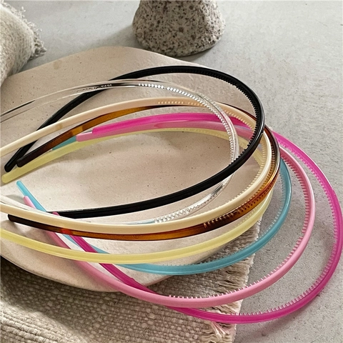 Minimalist Thin Plastic Resin Headband With Non-Slip Teeth Colorful Fashion Hair Hoop For Women Girls Daily Styling Hair Accessories