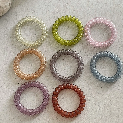 Gelee-Textur Spirale Telefonkabel Haargummi Elastisch Transparent Bunt Ohne Knicke Ponytail Halter Für Damen Mädchen Haarschmuck