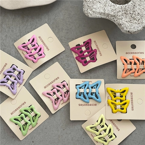 Simpatici Fermagli per Capelli a Farfalla in Lega per Ragazze Donna Colorati BB Clips Set di Due Forcine Dolci Accessori