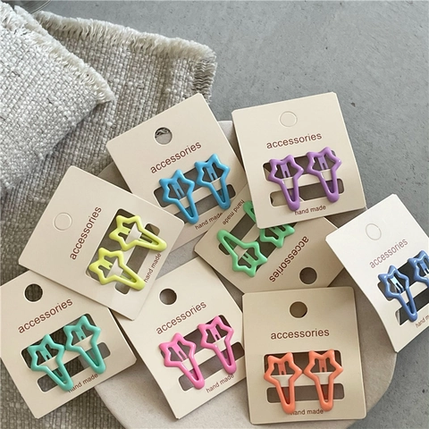 Fermagli per Capelli a Forma di Stella per Bambini Set di Coppie in Lega Colori Caramella per Ragazze Accessori per Capelli in Stile Coreano